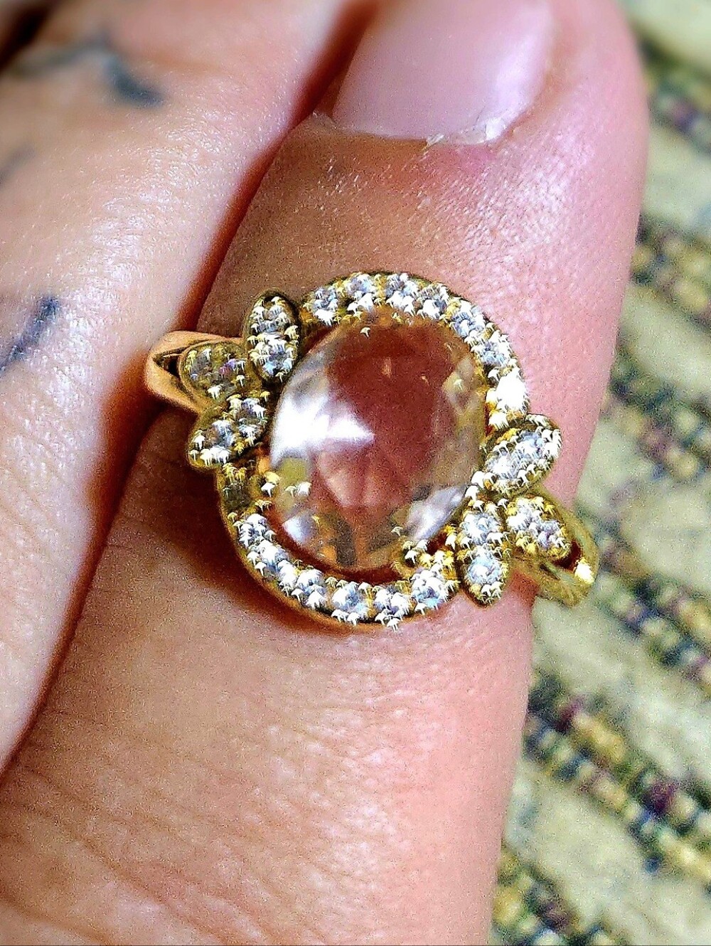 18k Gold Filled Crystal Halo Ring